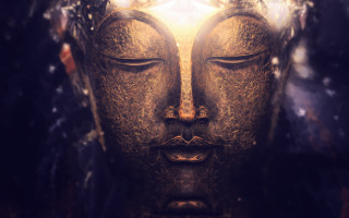 Buddha statue halo closed eyes - head free wallpaper