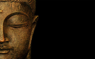 Buddha statue closeup black background 3 - eye free wallpaper