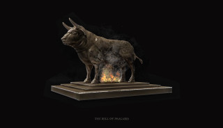 Bull statue pedestal flame back - damien hirst free wallpaper