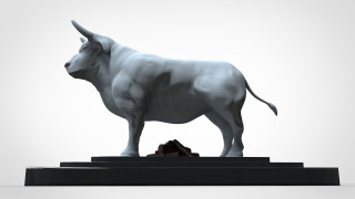 Bull statue pedestal rock white - 3 d model free wallpaper