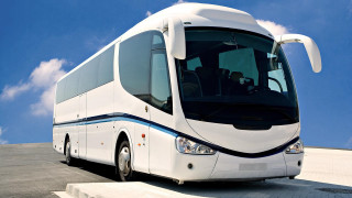 White bus cement slab parking - free technology wallpaper