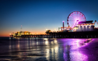 Ferris wheel pier nighttime lights - caspar wolf free wallpaper