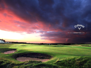 Golf course sunset cloudy sky - a sunset in the background free wallpaper