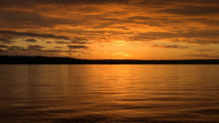 Sunset lake boat clouds matte - a sunset over a lake free wallpaper