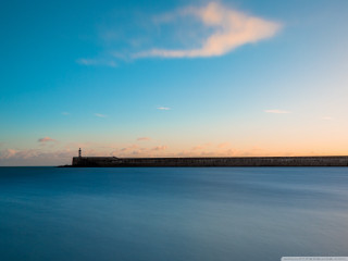 Lighthouse pier ocean sunset blue - a lighthouse free wallpaper
