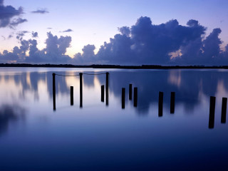 Water poles clouds sky reflection - derold page free wallpaper