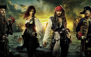 Pirates beach sunset ship group - antipodean free wallpaper