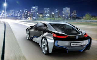 Bmw concept car night highway 2 - city free wallpaper