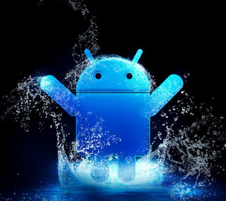 Blue android phone floating water - water free wallpaper