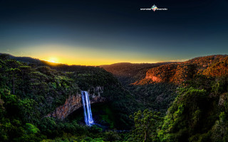 Waterfall forest sunset sky sunset - chris labrooy free wallpaper
