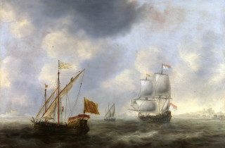 Ship ocean background cloudy sky - matte painting free wallpaper