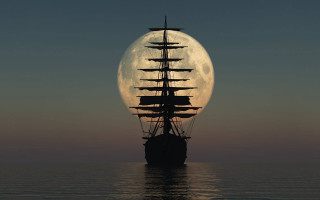 Full moon tall ship ocean - full moon free wallpaper