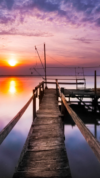 Dock fishing pole boat water - dawn free wallpaper