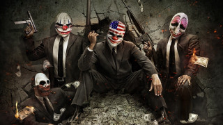 Masked suited men guns money - mask free wallpaper