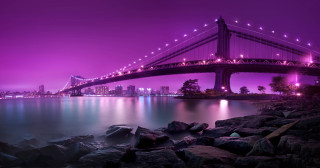 Bridge water city night lights 24 - a bridge over a body of water free wallpaper