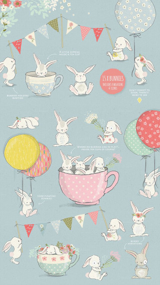 Bunnies teacup bunnies air bunnies - free happy birthday wallpaper