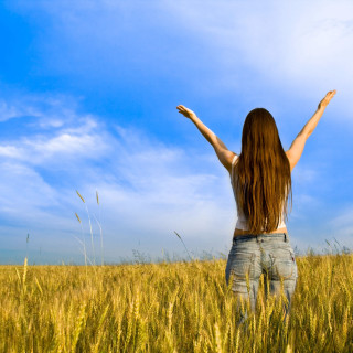 Woman standing field tall grass - tall free wallpaper