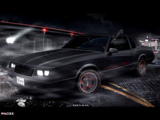 Car driving wet street night - matte drawing free wallpaper
