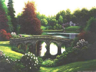 Bridge river park flower trees - david paton free wallpaper