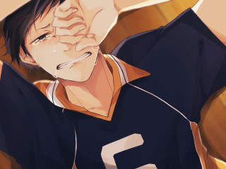 Man hand face blackshirt crying - awataguchi takamitsu free wallpaper