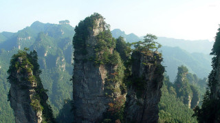 Mountain range tall rocks trees 3 - an zhengwen free wallpaper