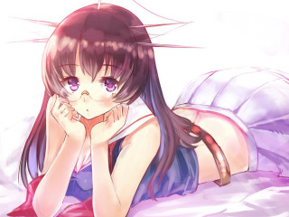 Girl laying bed hands face - detailed free wallpaper