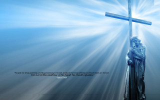 Jesus statue holding cross quote - us free wallpaper