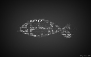 Black white fish words shape - a mosaic free wallpaper
