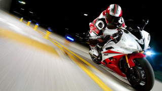 Motorcycle night ride city motion - behind them free wallpaper