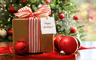 Christmas present happy holidays tag - ornament free wallpaper