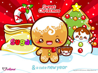 Cartoon christmas snowman gingerbread pop - pop surrealism free wallpaper