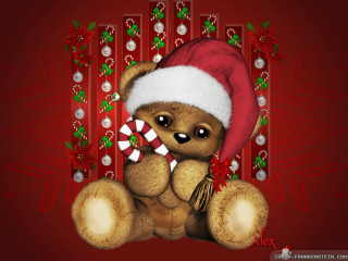 Teddy bear santa hat candy - a teddy bear free wallpaper for desktop