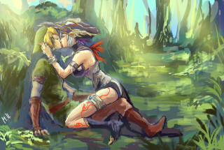 Couple people woods together nature - epic fantasy free wallpaper