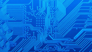Blue background circuit board pattern - beeple free wallpaper