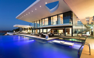 Luxury modern house pool lounge - modernism free wallpaper