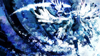 Woman wings flying blue sky - a blue sky background free wallpaper