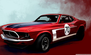 Red mustang 4 - matte drawing free wallpaper