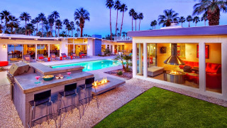 Backyard pool firepit patio seating - a patio free wallpaper