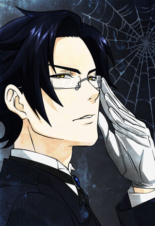 Gothic man glasses spiderweb portrait - his face free wallpaper