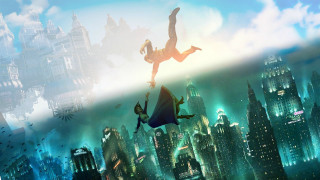 Woman floating city night skyline - the air over a city free wallpaper