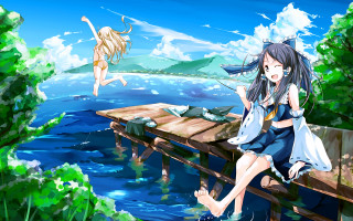 Girl dock bird flying another - kyoto animation free wallpaper for desktop