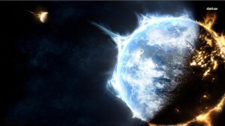 Blue planet yellow lights black - a blue planet free wallpaper