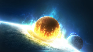 Planet background clouds stars blue - two planet free wallpaper