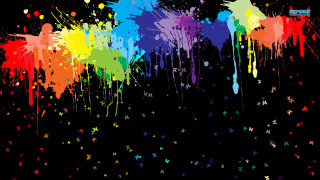 Colorful background paint splatters stars - paint splatter free wallpaper