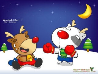 Reindeer boxing snow moon cartoon - the snow free wallpaper