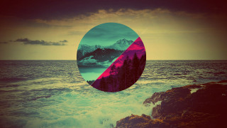 Mountain water halfcircle mountain background - surreal free wallpaper