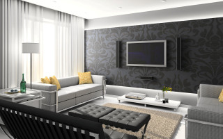 Living room modern european ink 4 - modern european ink painting free wallpaper