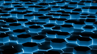 Blue black hexagons large group 2 - geometric abstract art free wallpaper
