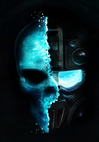 Skull blue light speaker mouth - a skull free wallpaper