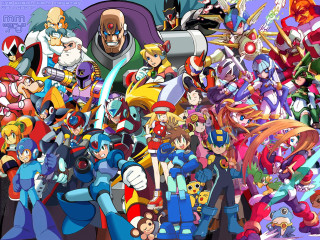 Cartoon characters purple blue background - a bunch of cartoon characters free wallpaper